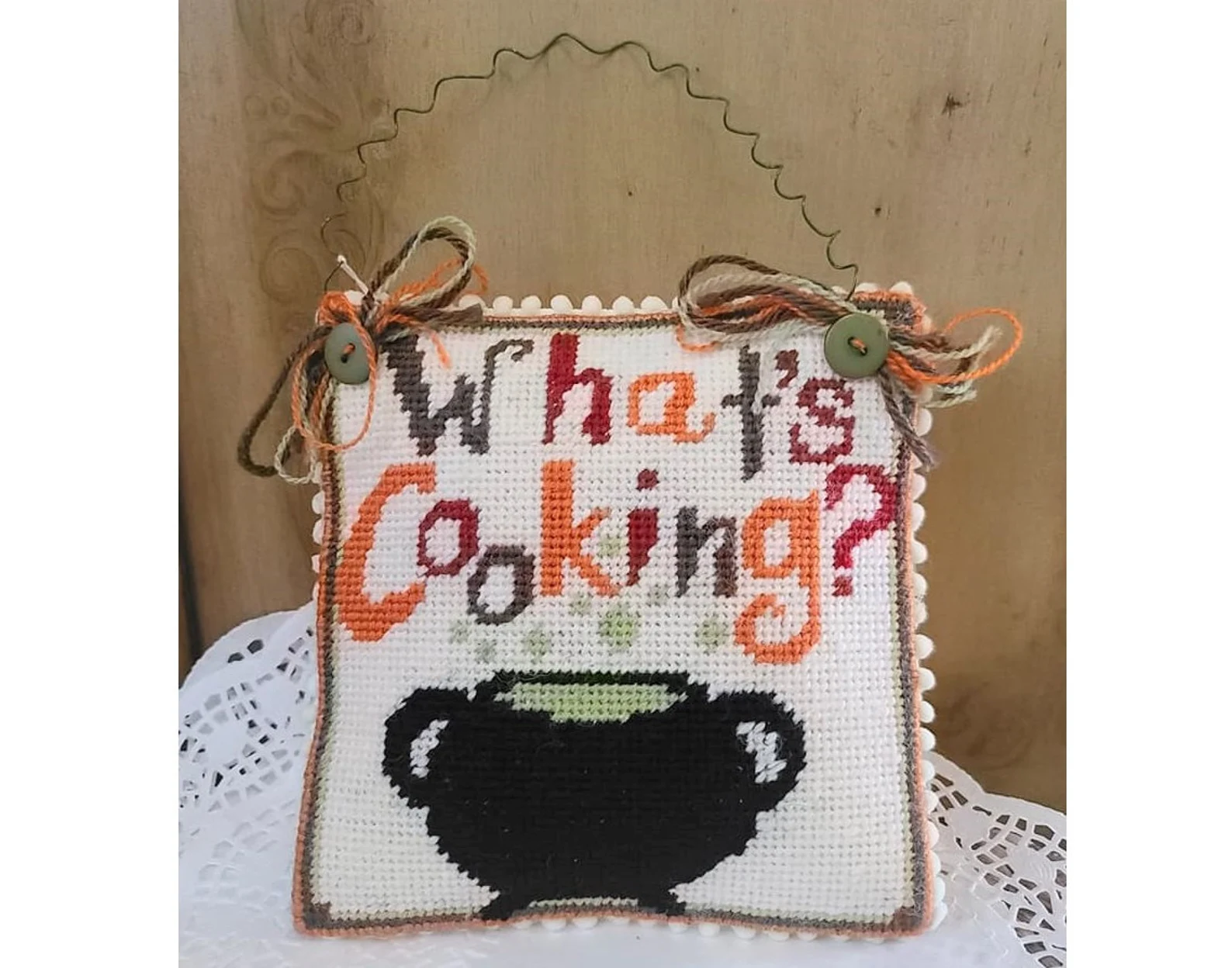 Needlepoint Whats Cooking Ornament Hanger